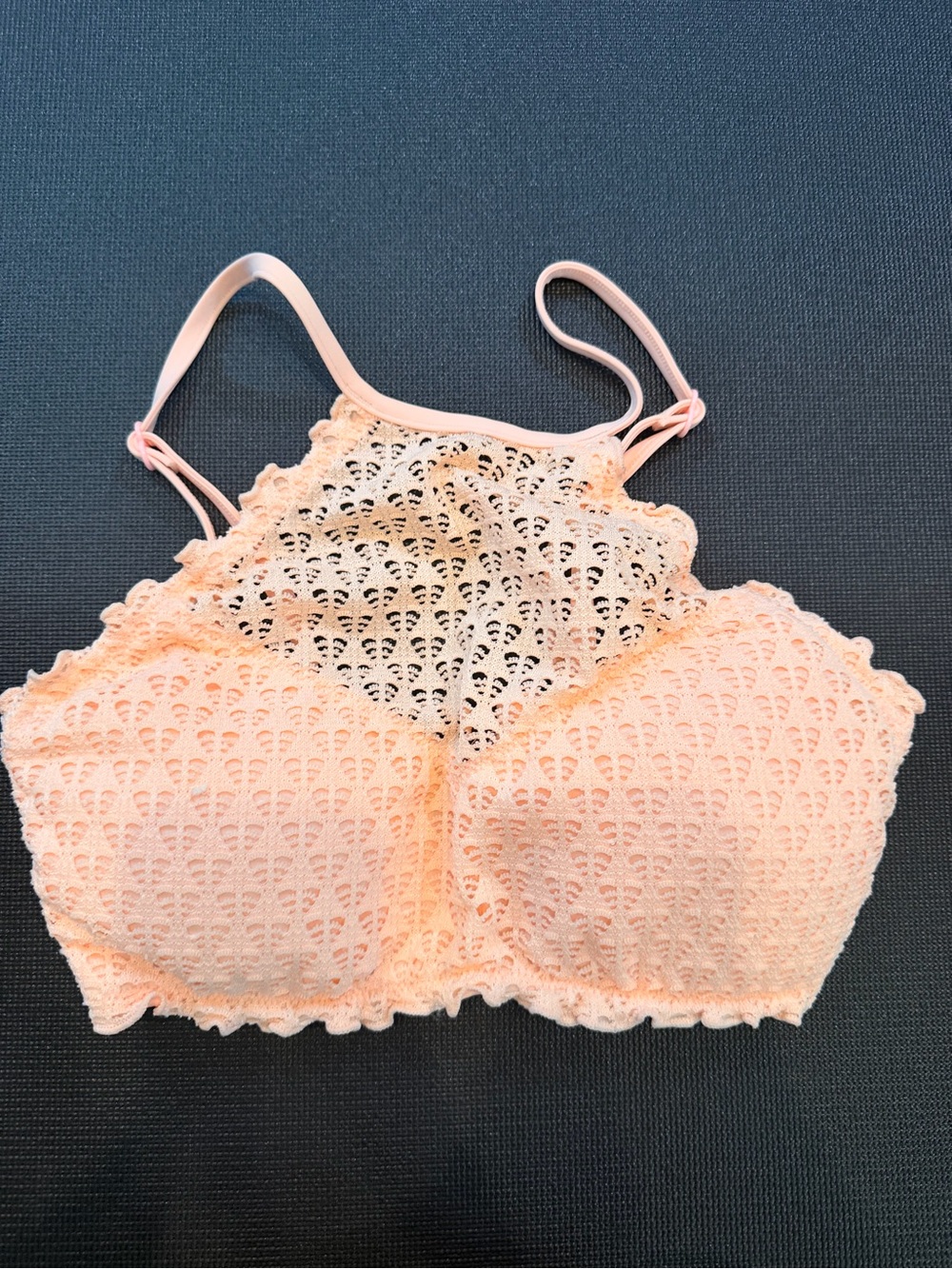 Seafolly Havana Peach Crochet High-Neck Bikini Top - Picture 3 of 7